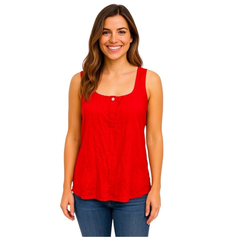 OS International Size M Rayon Red Sleeveless Top